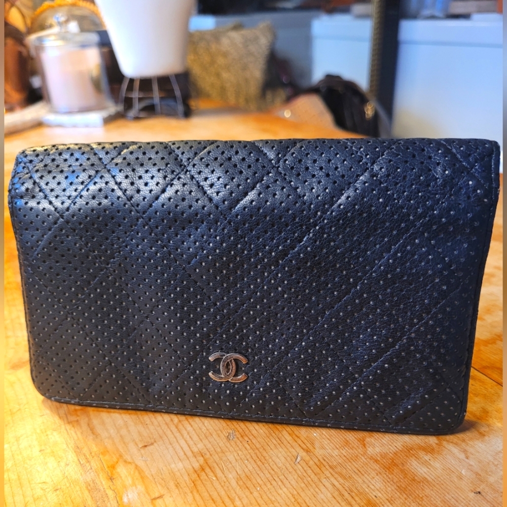 CHANEL Lambskin Perforated Wallet